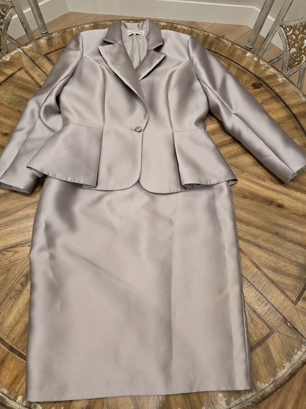 NWT Lasting Moments Peplum Jacket Dress in Platinum, Size 14